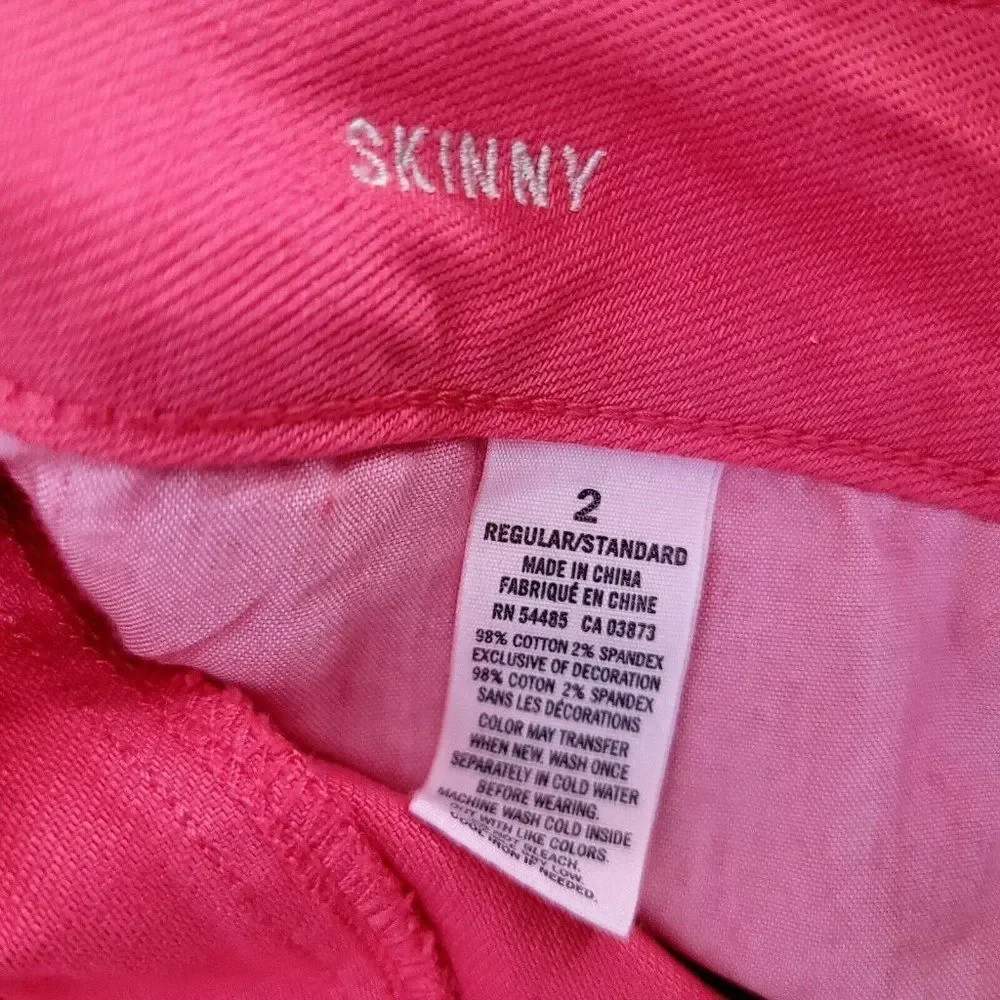 American Eagle Outfitters Womens 2 Dark Pink Denim Skinny Jeans Stretch Low Rise
